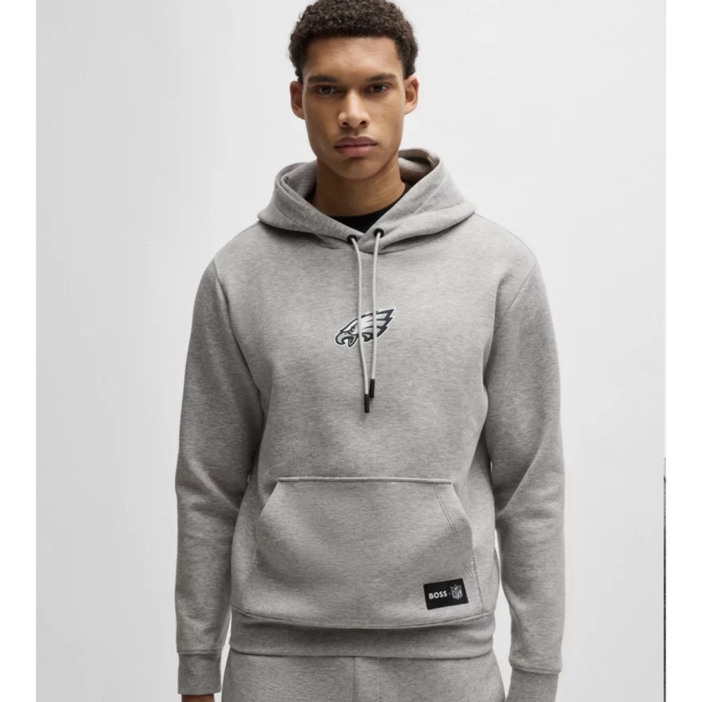 HUGO‎ BOSS X NFL PHILADELPHIA EAGLES INTERLOCK GRAY HOODIE MEN'S 3XL NEW XXXL
